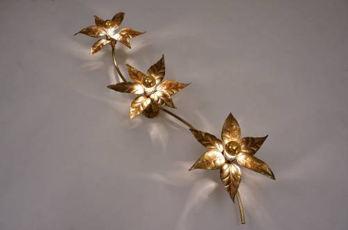 Brass flowers ceiling/wall light by Massive Lighting, 1970`s ca, Belgian